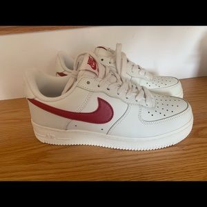 brand new air force ones with a red swoosh